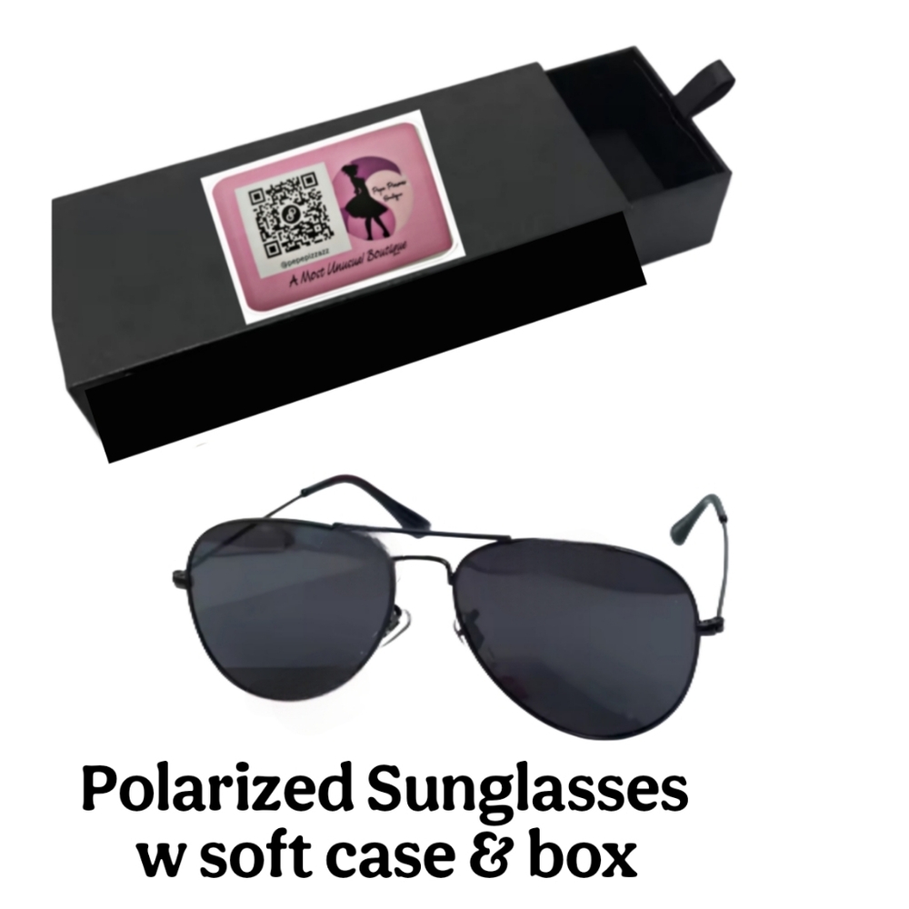 NIB Polarized Aviator Pilots Sunglasses w Case & box. PREMIUM GLASSES 2 Styles